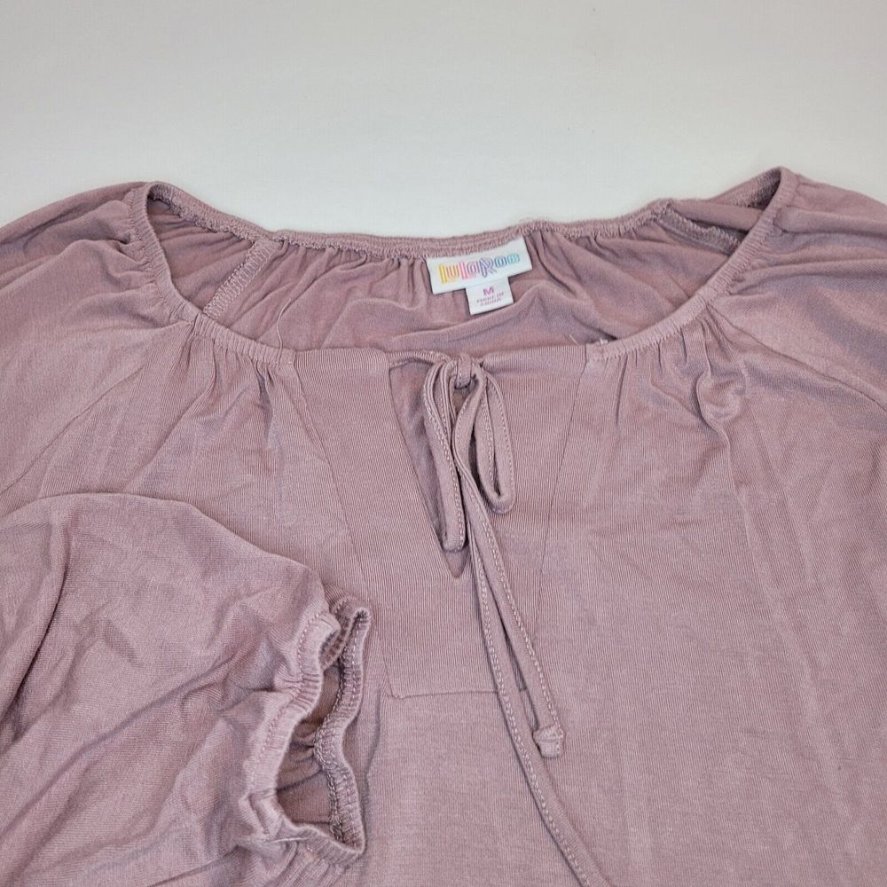 LuLaRoe Peasant Blouse Women Medium Mauve‎ Pink Excellent Boho Keyhole Tie Top